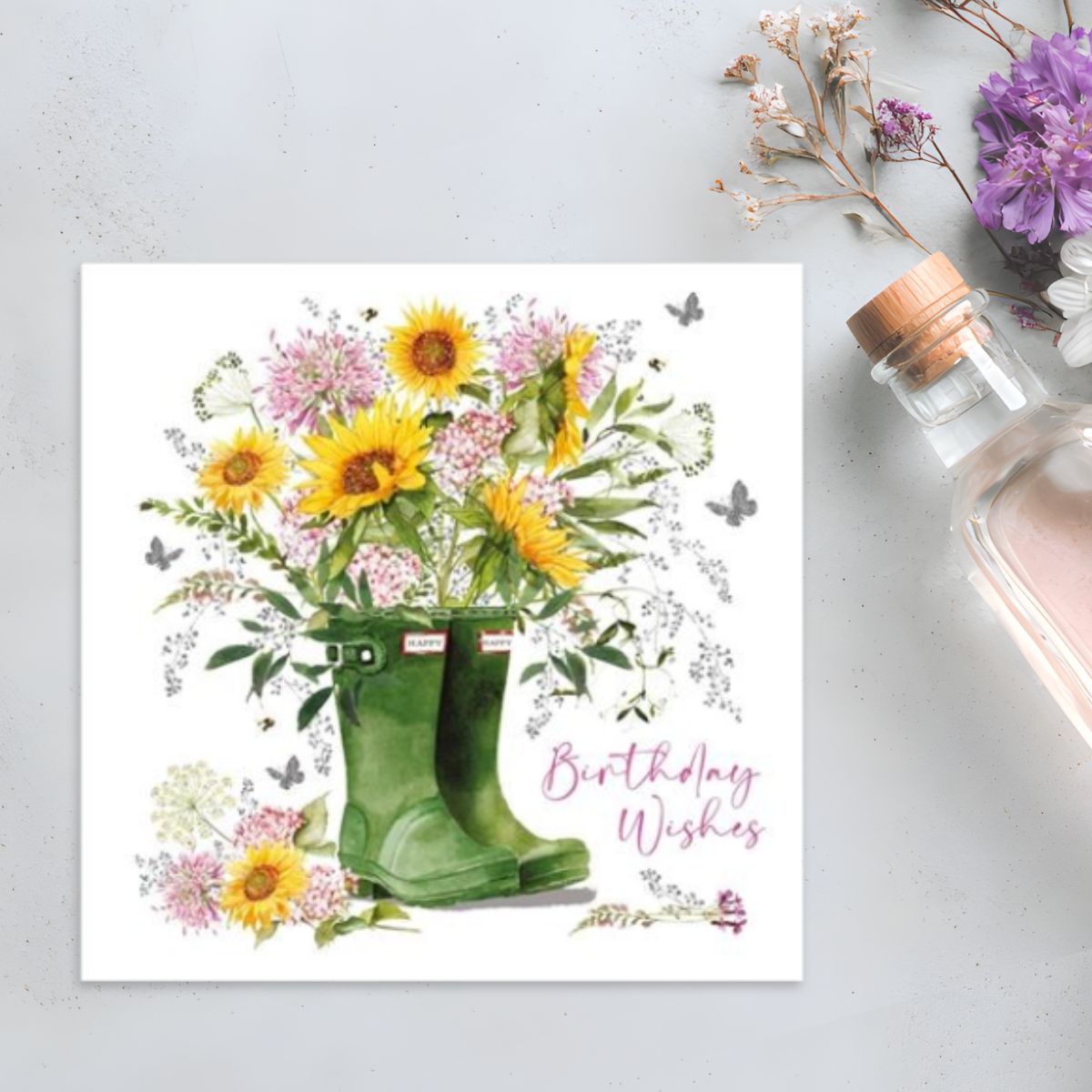 Pizazz Birthday Card - Floral Wellies