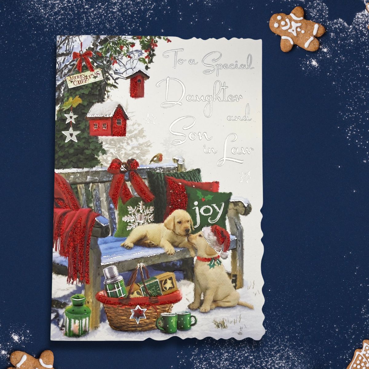 Daughter & Son-In-Law Christmas Card - Velvet Puppies