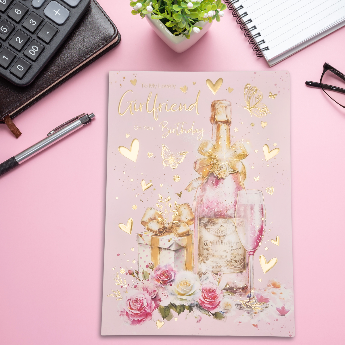 Girlfriend Birthday Card - Grace Gift & Champagne