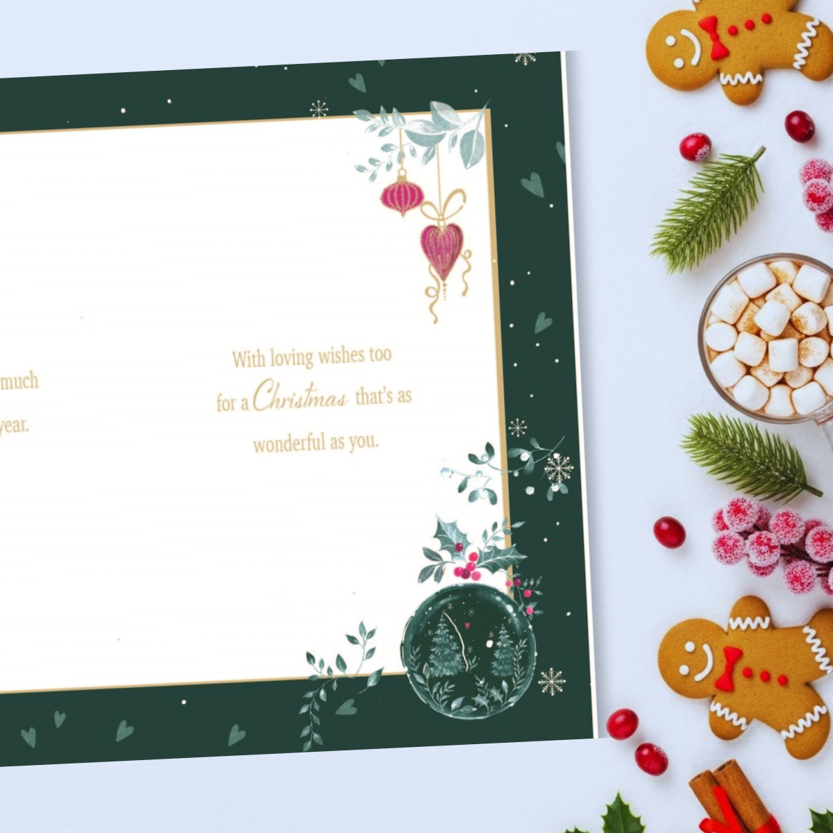 One I Love Christmas Card - Reindeer Bauble