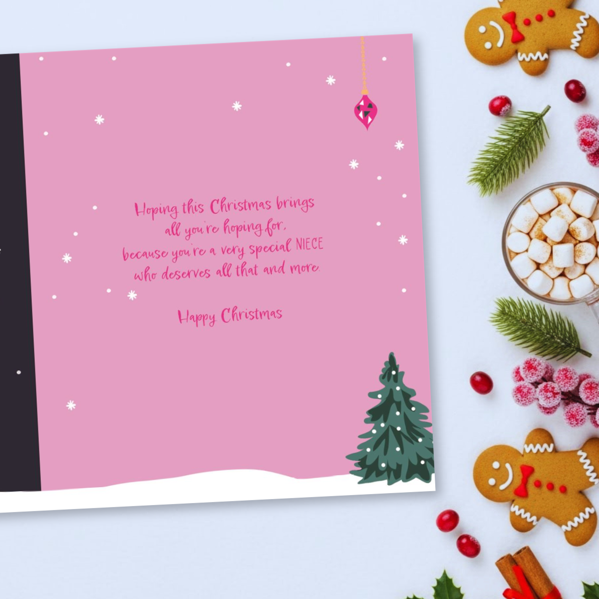 Niece Christmas Card - Reindeer & Tree