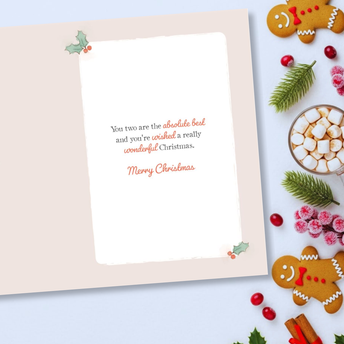 Special Couple Christmas Card - Barley Bears Snowy Stroll