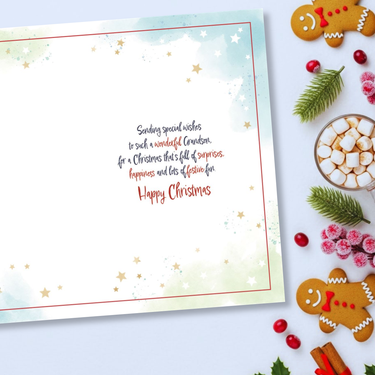 Grandson Christmas Card - Awash With Colour Stocking