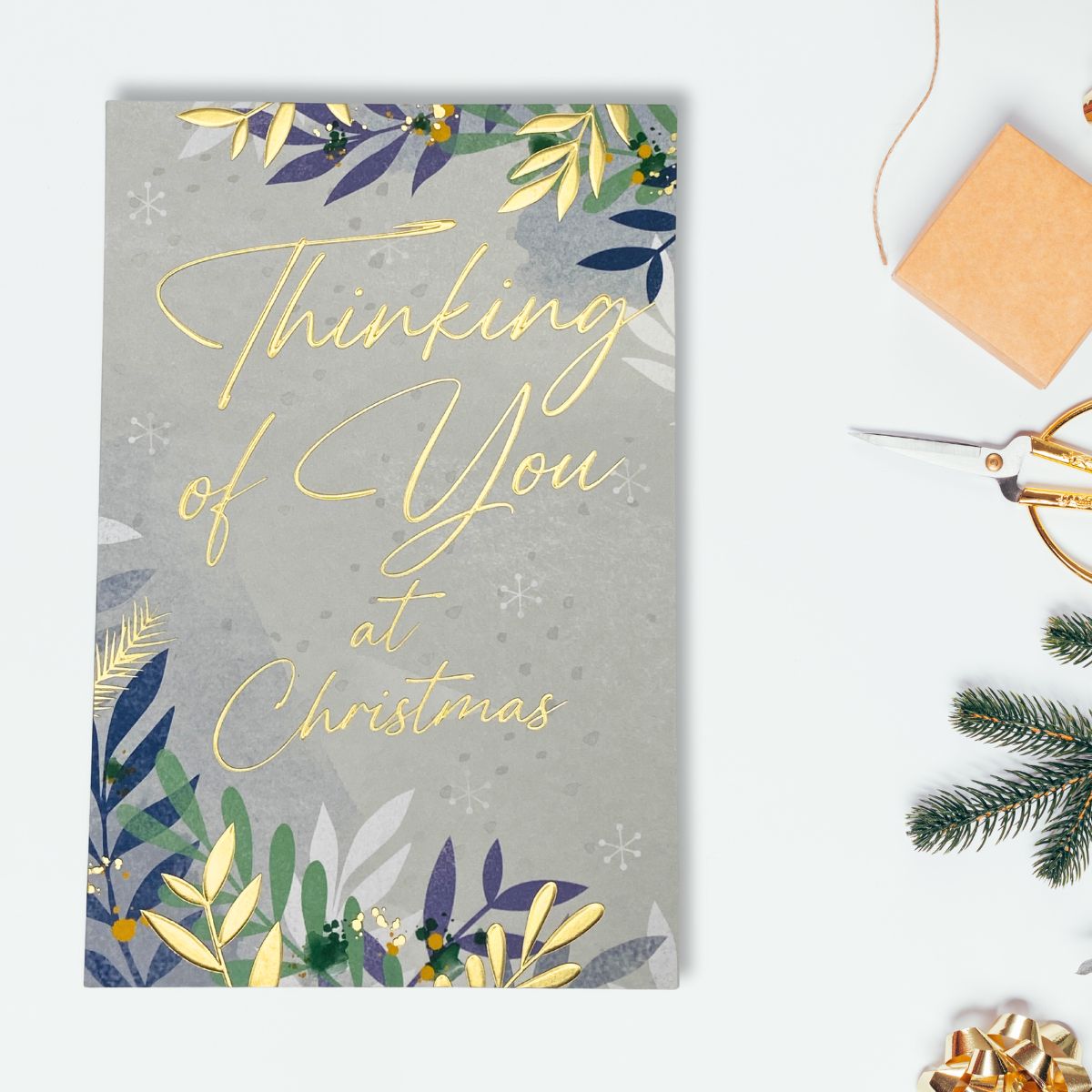 Thinking Of You Christmas Card - Floral Border