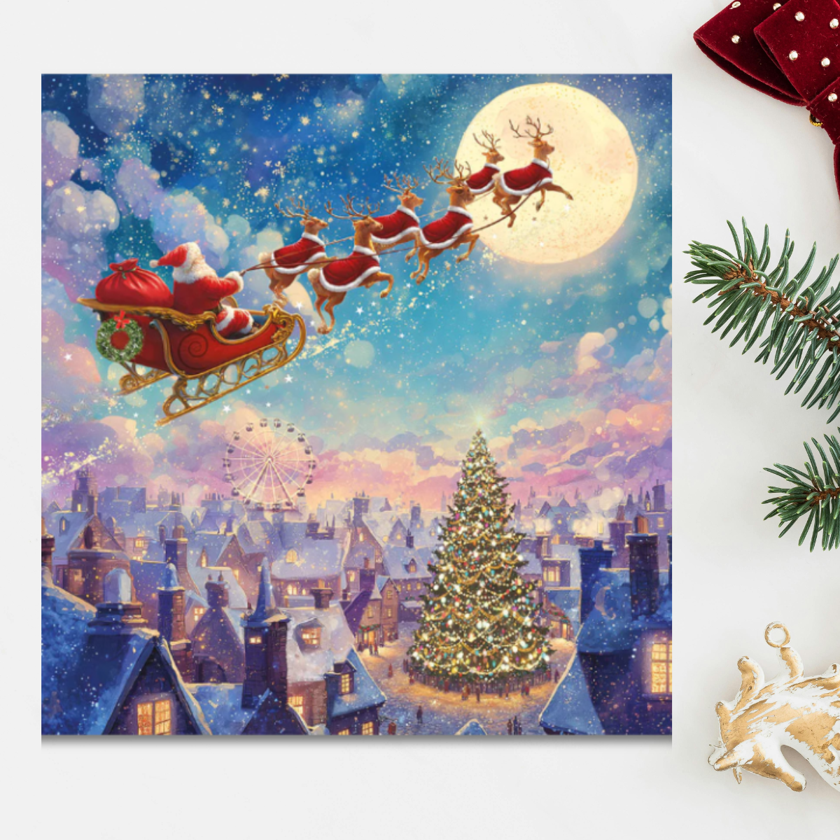 24 x Christmas Cards In Box - Tracks Deluxe Santa