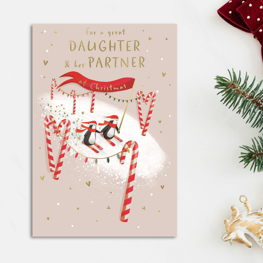 Daughter & Partner Christmas Card - Big World Little Things Penguins