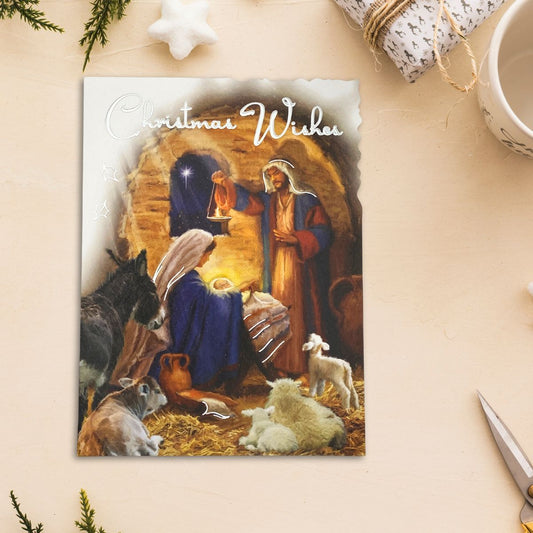 Open Christmas Card - Velvet Nativity