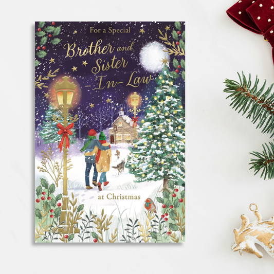 Brother & Sister-In-Law Christmas Card - Moonlit Stroll