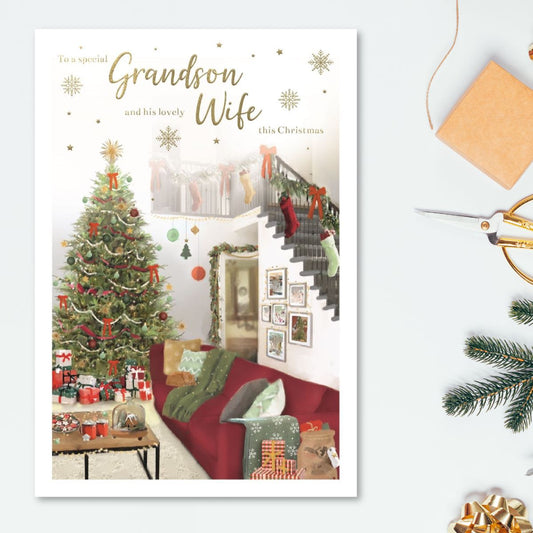 Grandson & Wife Christmas Card - Essence Staircase