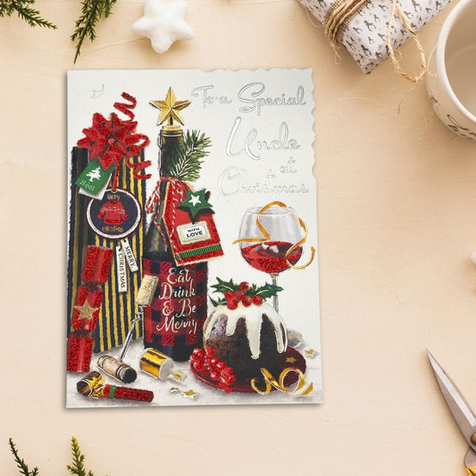 Uncle Christmas Card - Velvet Wine & Pudding