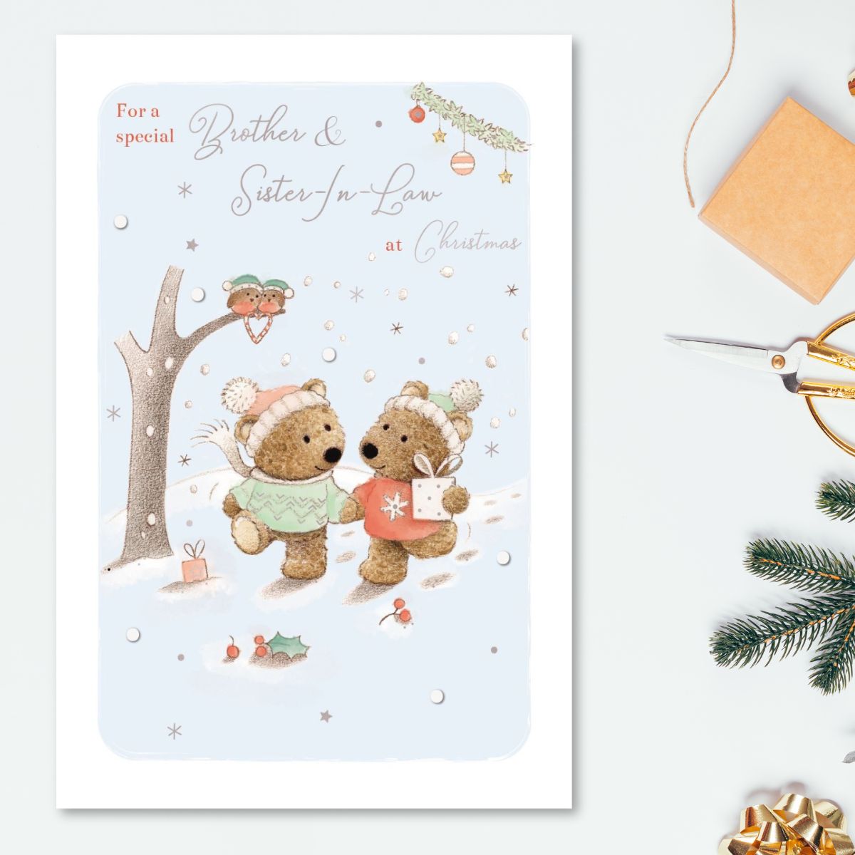 Brother & Sister-In-Law Christmas Card - Barley Bear