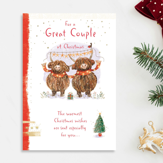 Special Couple Christmas Card - Highland Cows