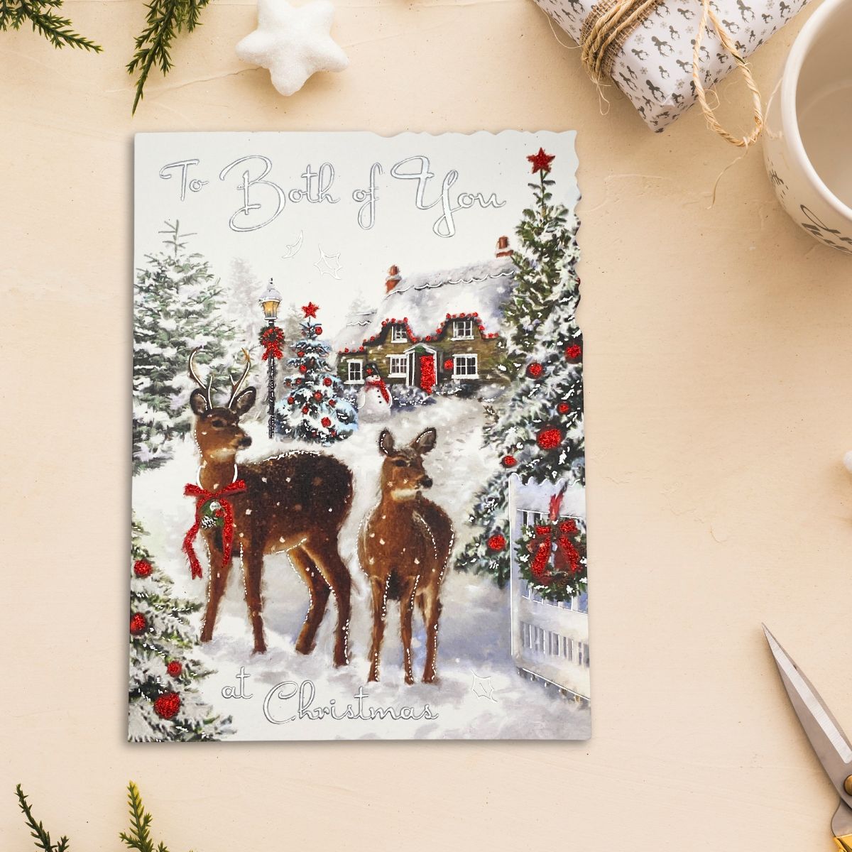 Both Of You Christmas Card - Velvet Reindeer