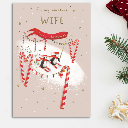 Wife Christmas Card - Big World Little Things Penguins