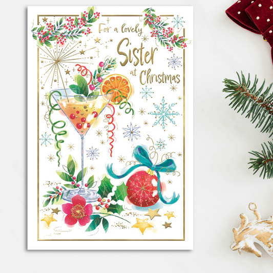 Sister Christmas Card - Awash With Colour Cocktail
