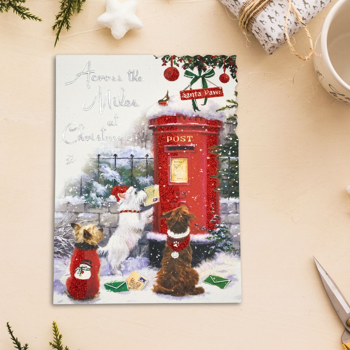Across The Miles Christmas Card - Velvet Santa Paws