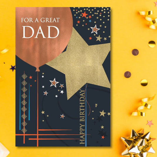 Dad Birthday Card - Joy Balloon & Star