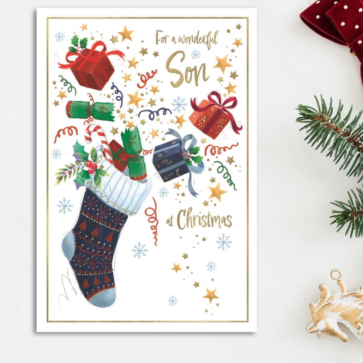 Son Christmas Card - Awash With Colour Stocking