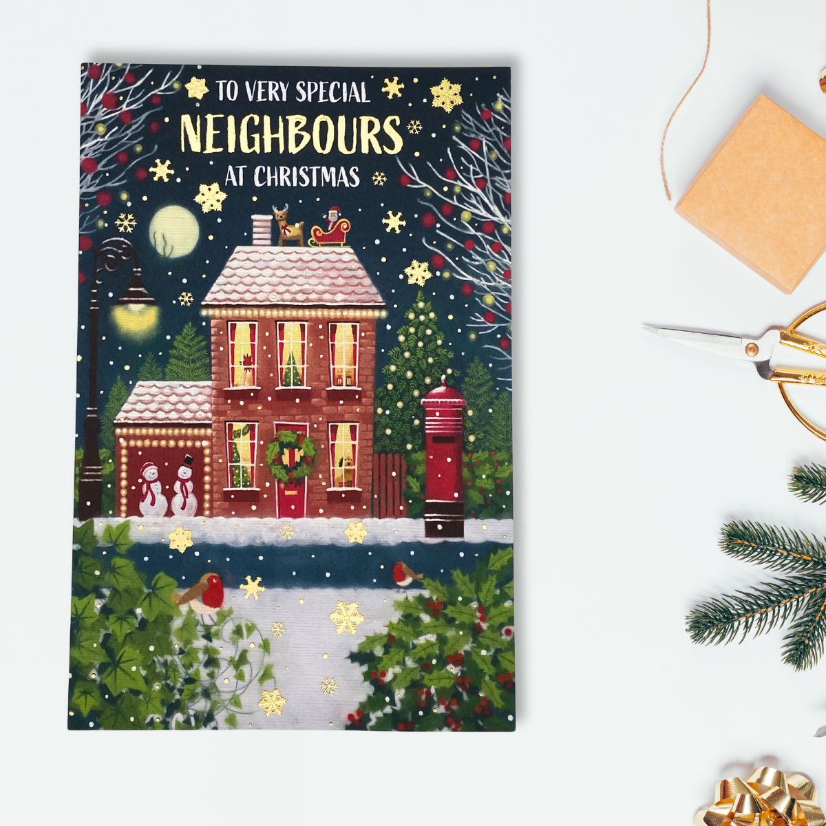 Neighbours Christmas Card - Decorated House