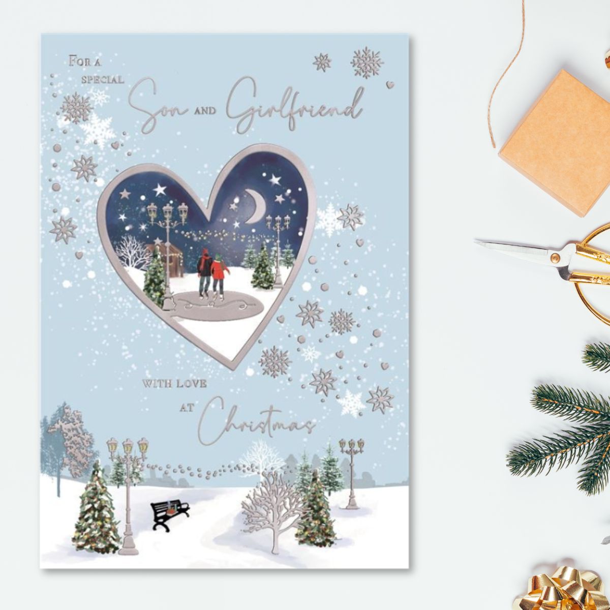 Son & Girlfriend Christmas Card - Stroll In Heart