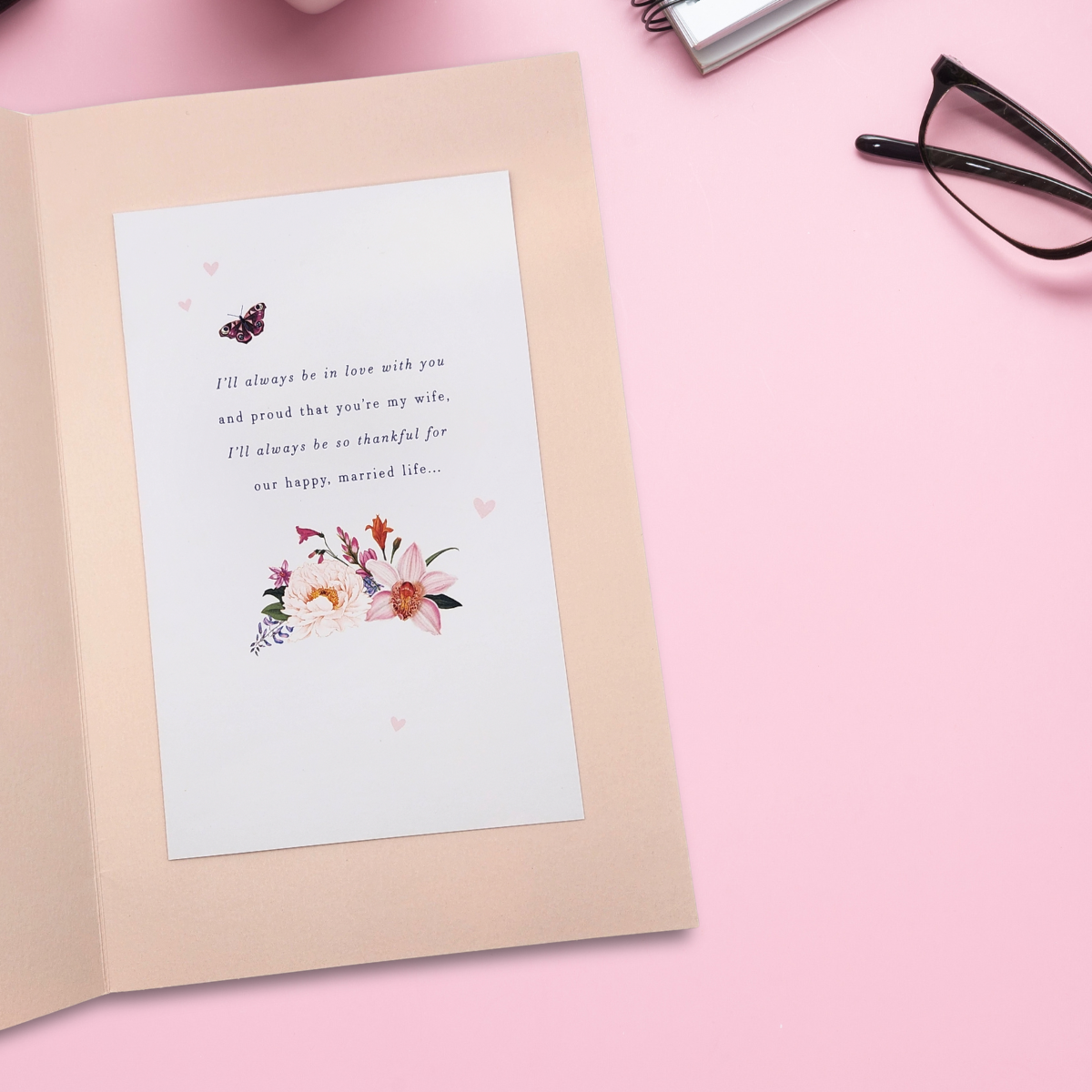 Wife Birthday Card- RHS Floral Heart Large