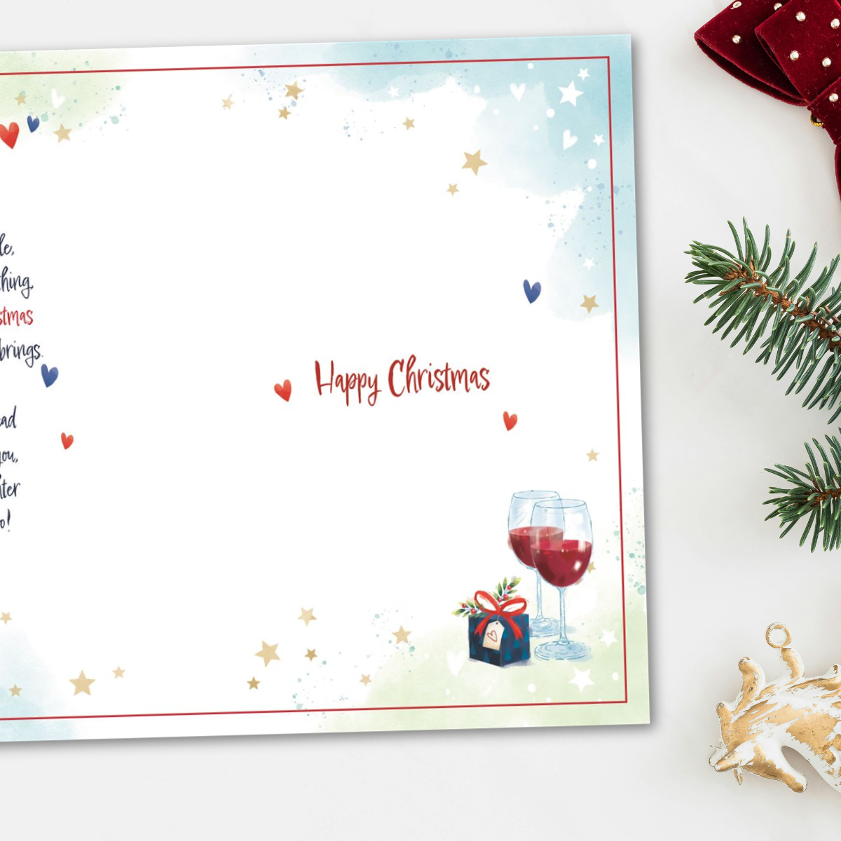 Sister & Brother-In-Law Christmas Card - Awash With Colour Wine