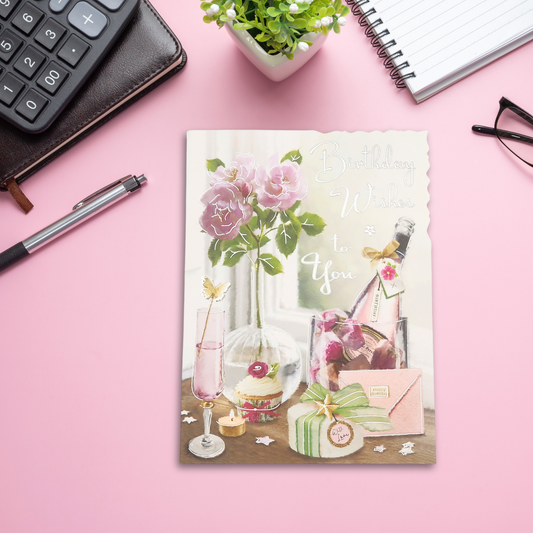 Velvet Birthday Card - Tea & Book