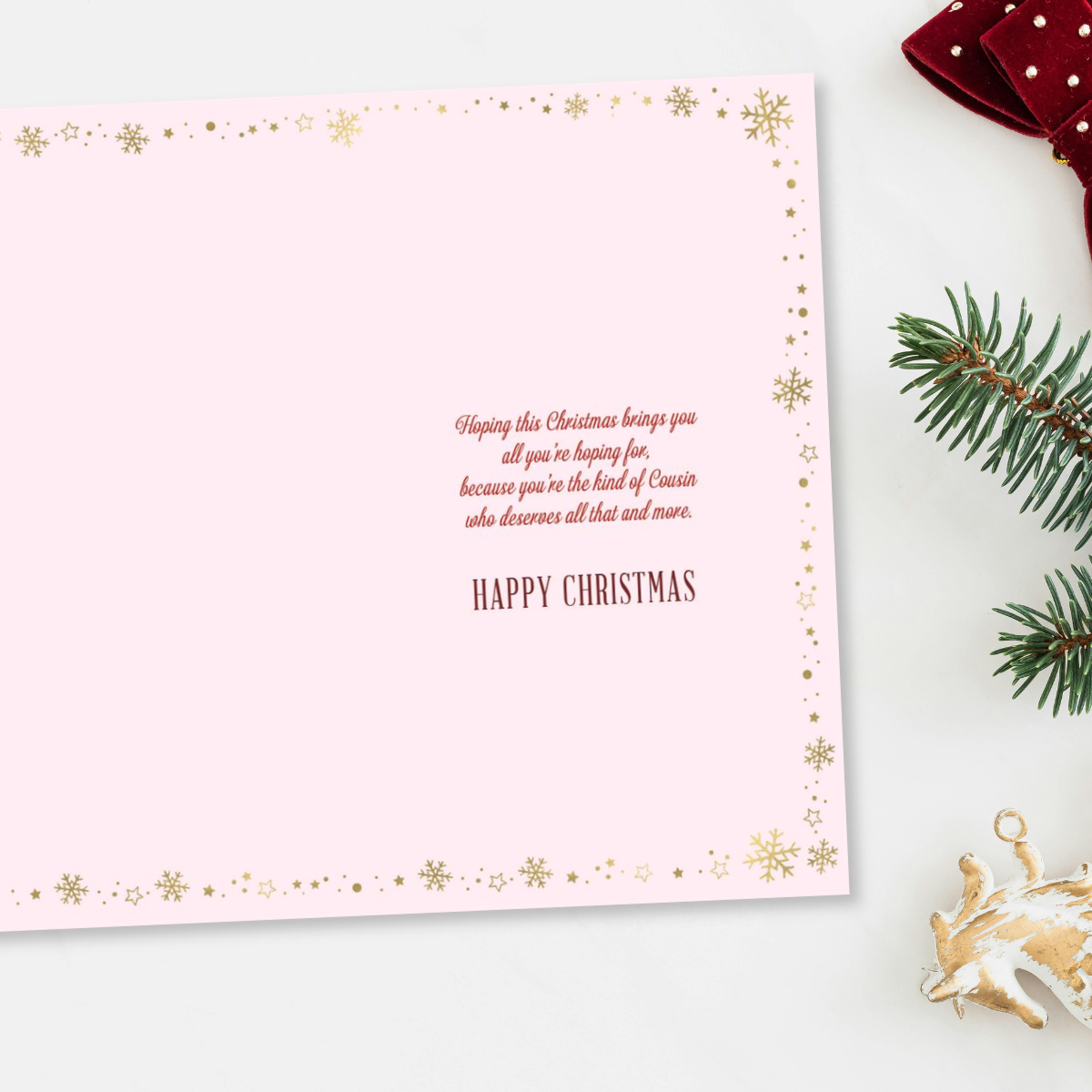 Cousin Christmas Card - Snowman & Hot Chocolate