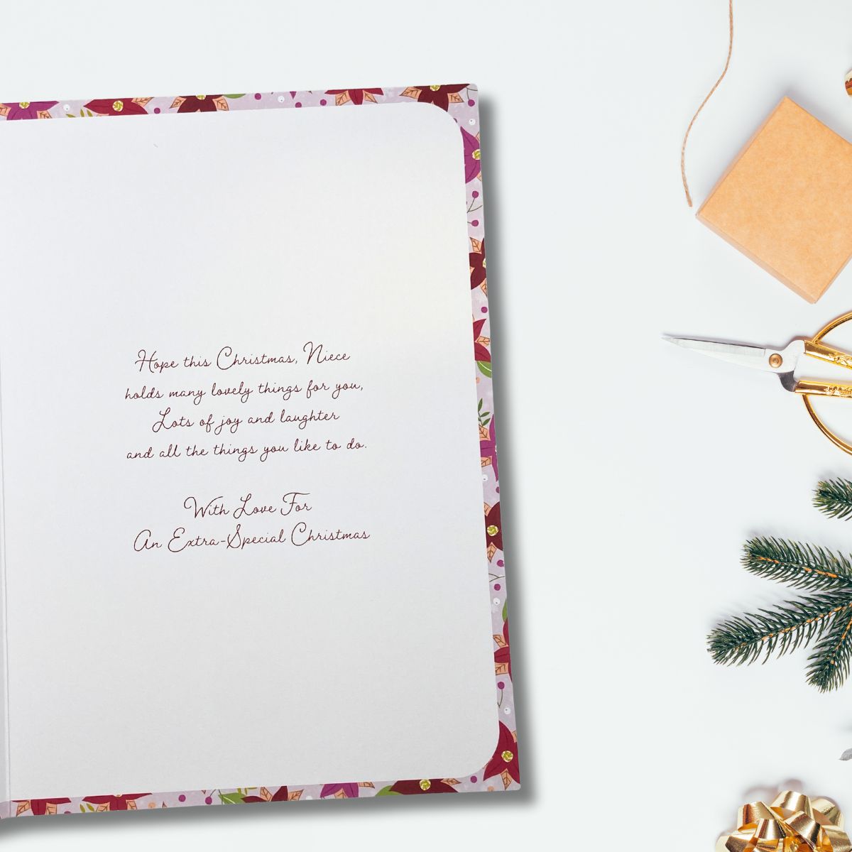 Niece Christmas Card - Girl & Gifts