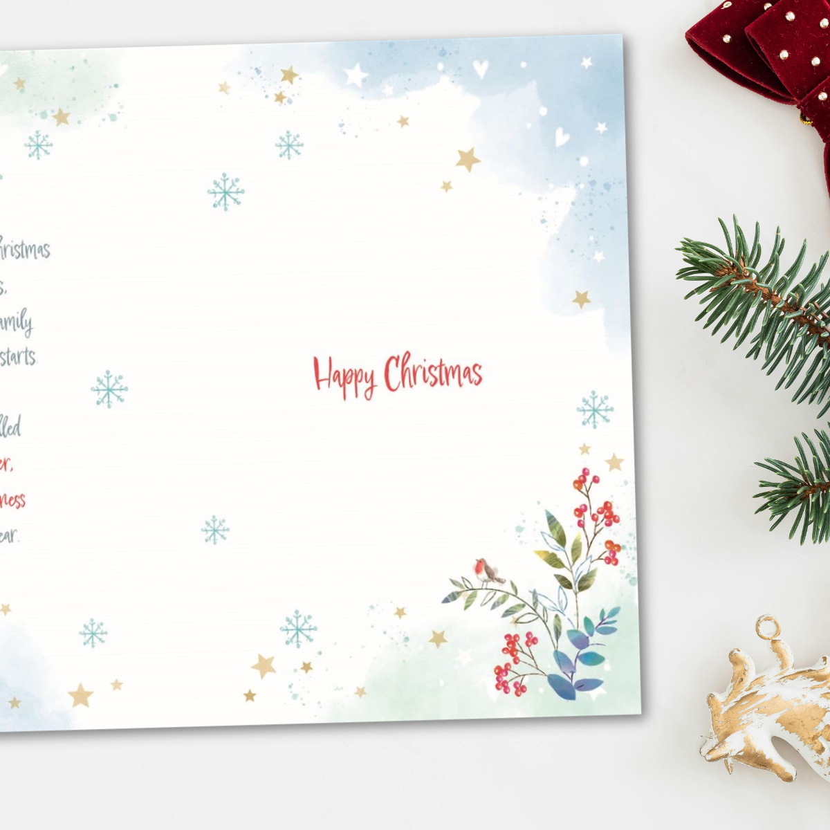 Niece & Family Christmas Card - Awash With Colour Woodland Tree