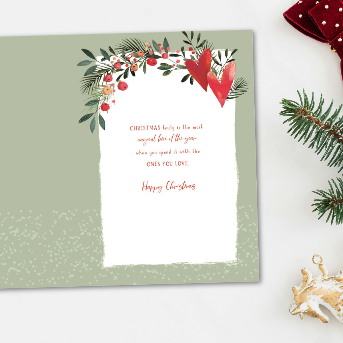 Daughter & Fiancé Christmas Card - Skylight Floral Wreath