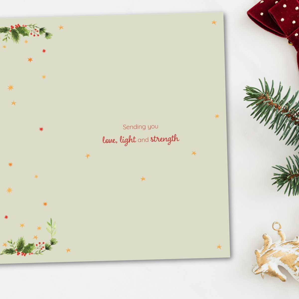 Caring Thoughts Christmas Card - Candle Cloche