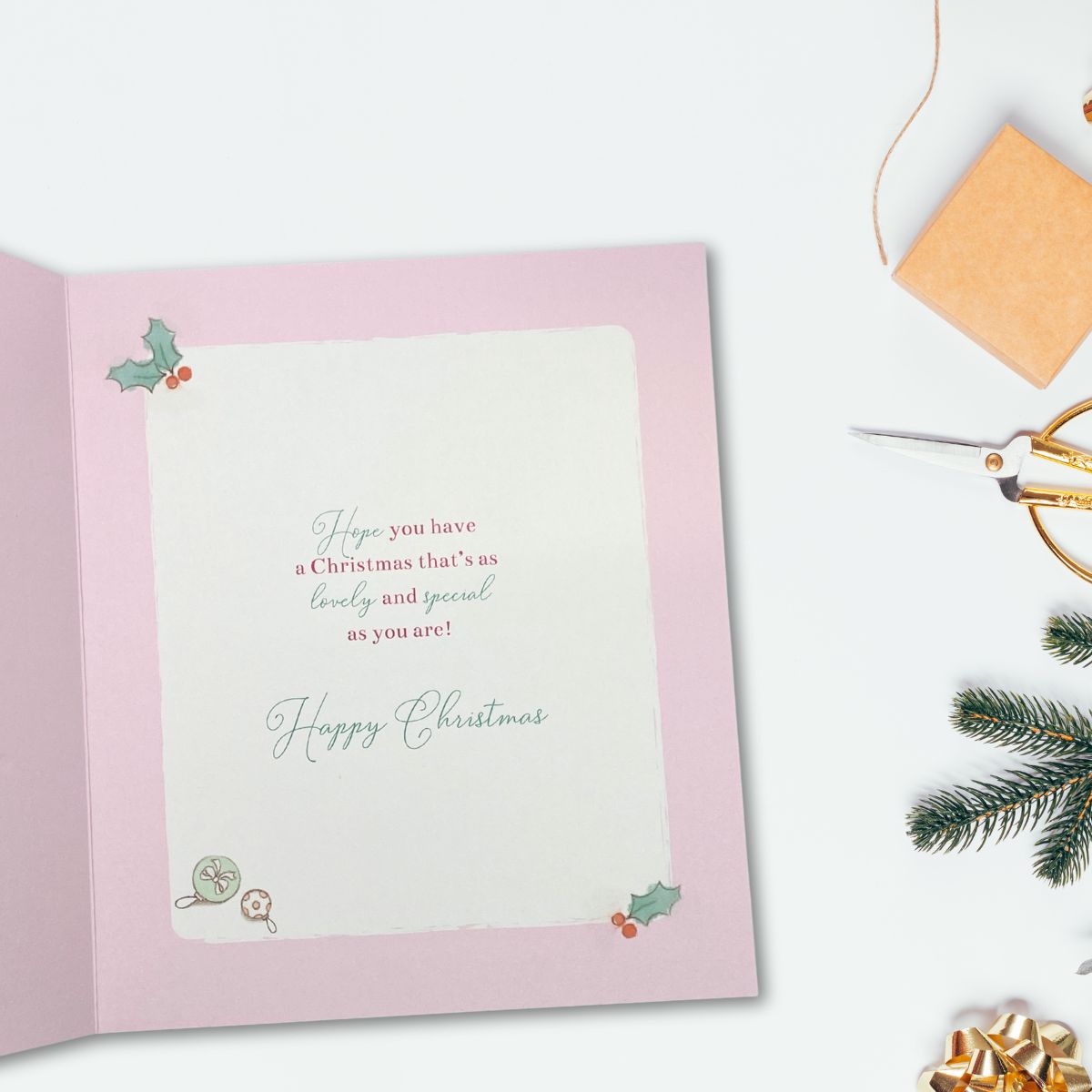 Goddaughter Christmas Card - Barley Bear In Gift