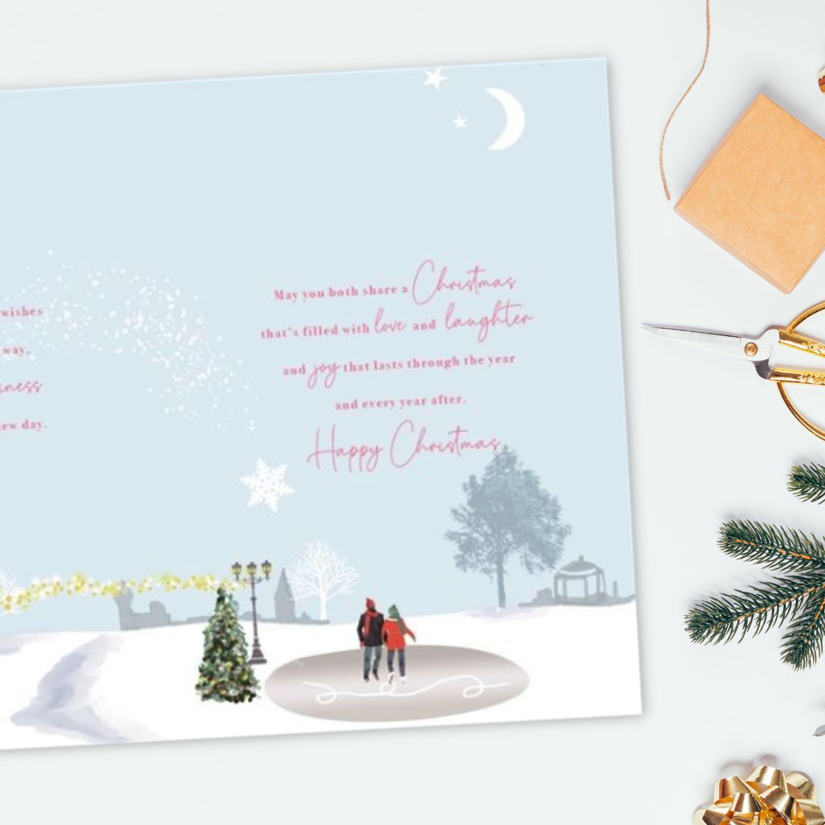 Son & Girlfriend Christmas Card - Stroll In Heart