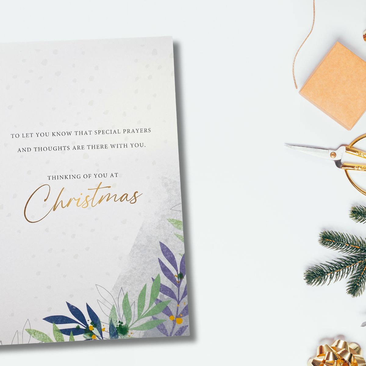 Thinking Of You Christmas Card - Floral Border