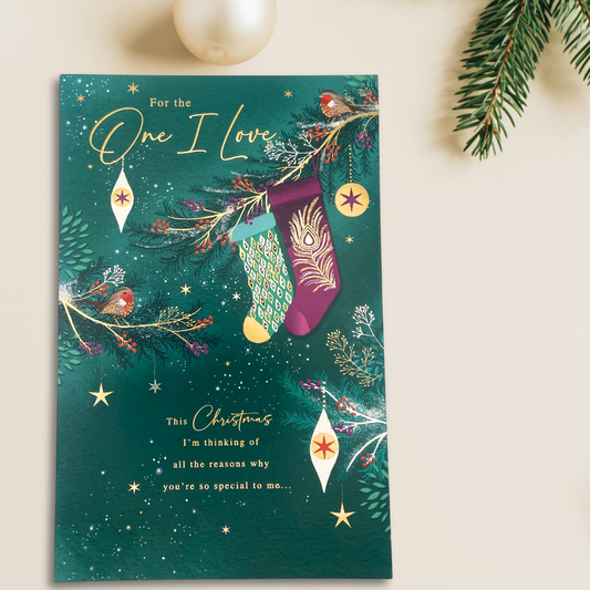 One I Love Large Christmas Card - Hanging Stockings