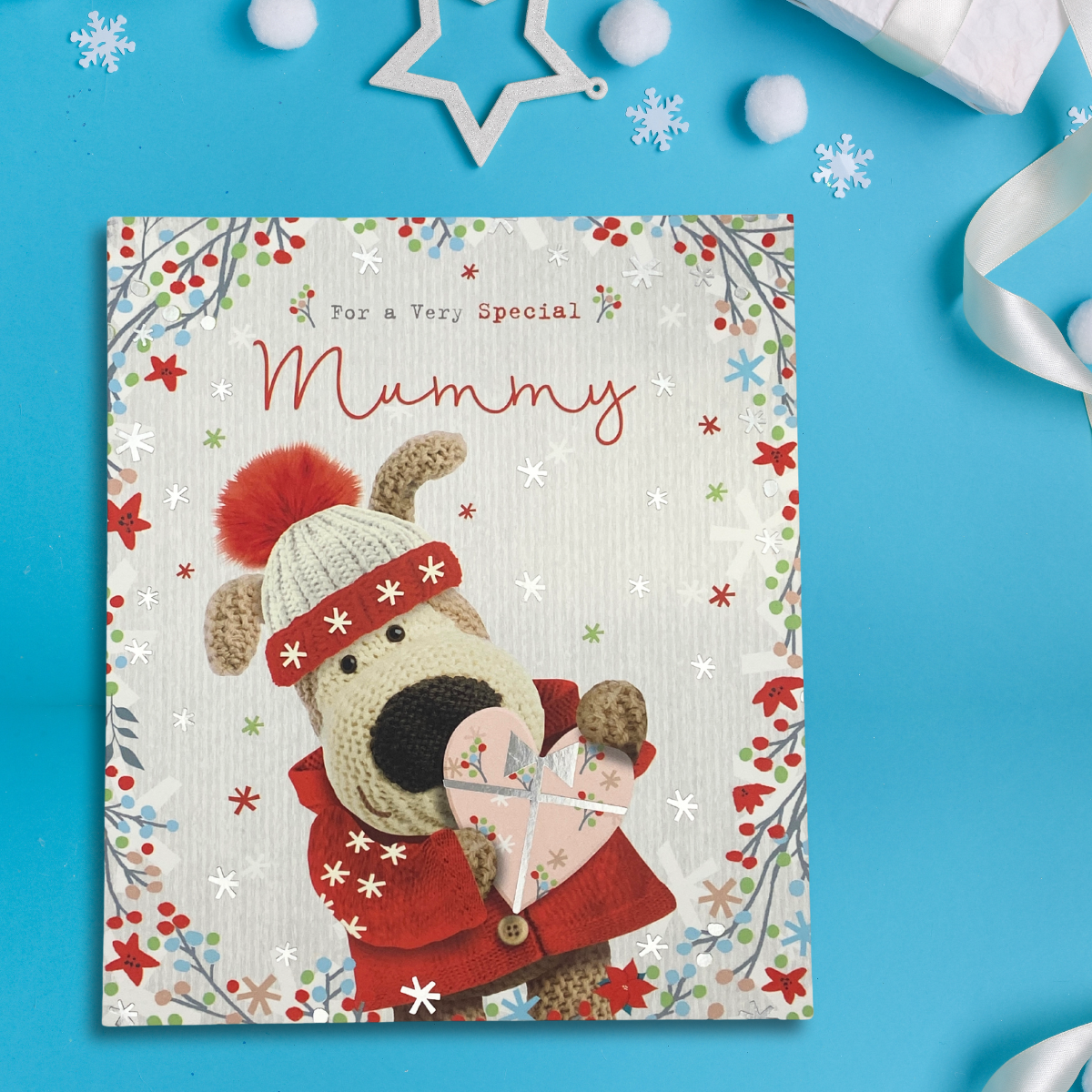 Mummy Christmas Card - Boofle Bear & Gift