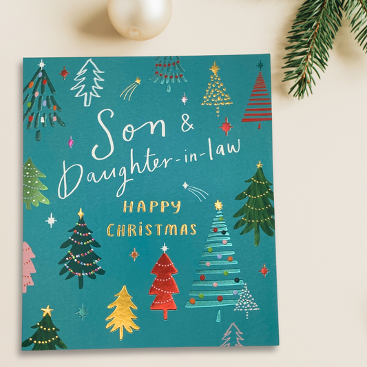 Son & Daughter-in-Law Christmas Card - Teal Trees