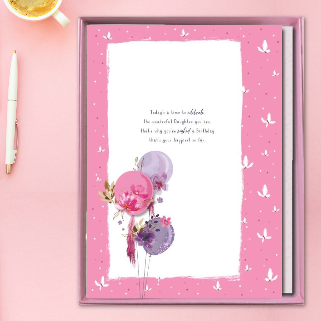 Daughter Birthday Card - Boxed Skylight Balloons