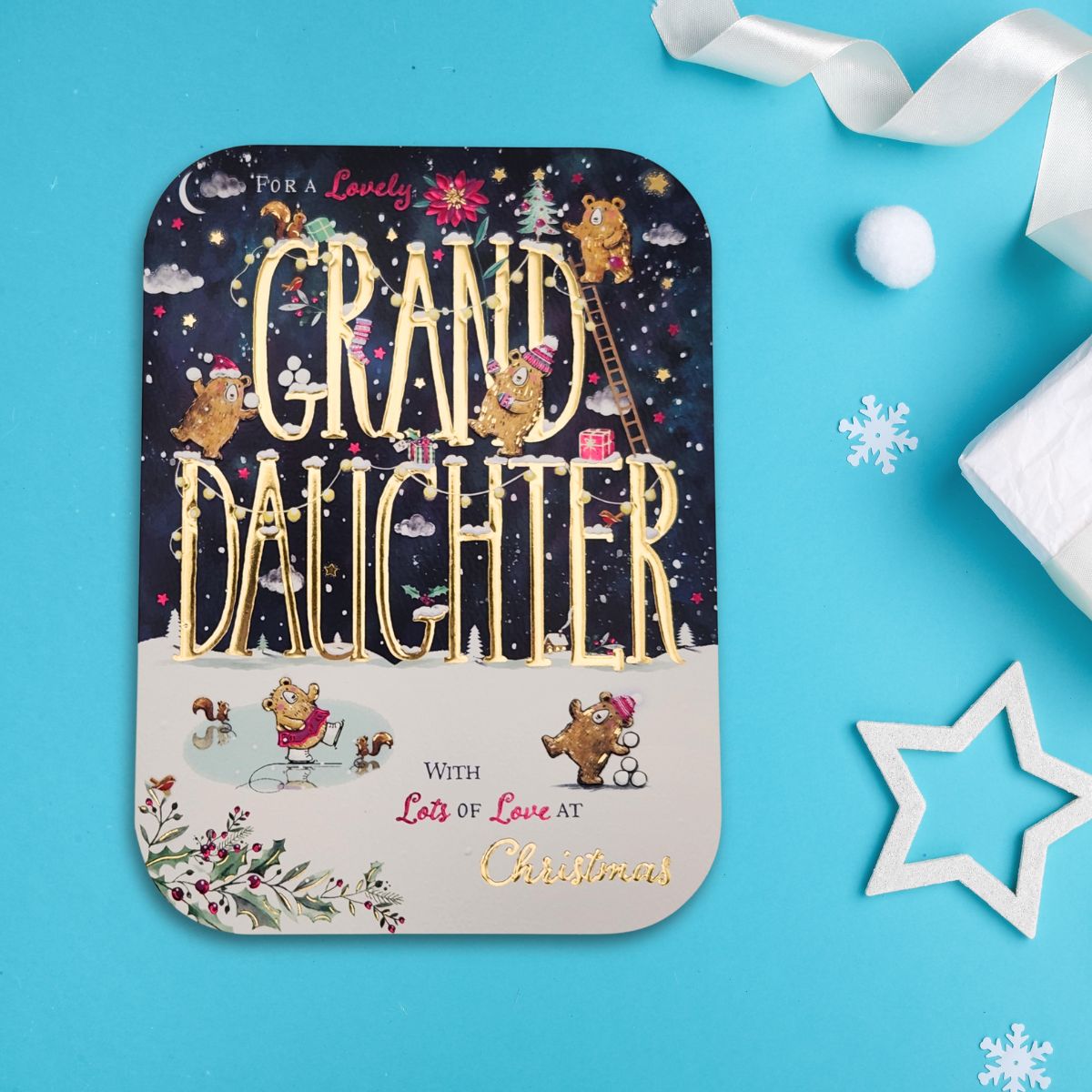 Granddaughter Christmas Card - Bears In The Snow