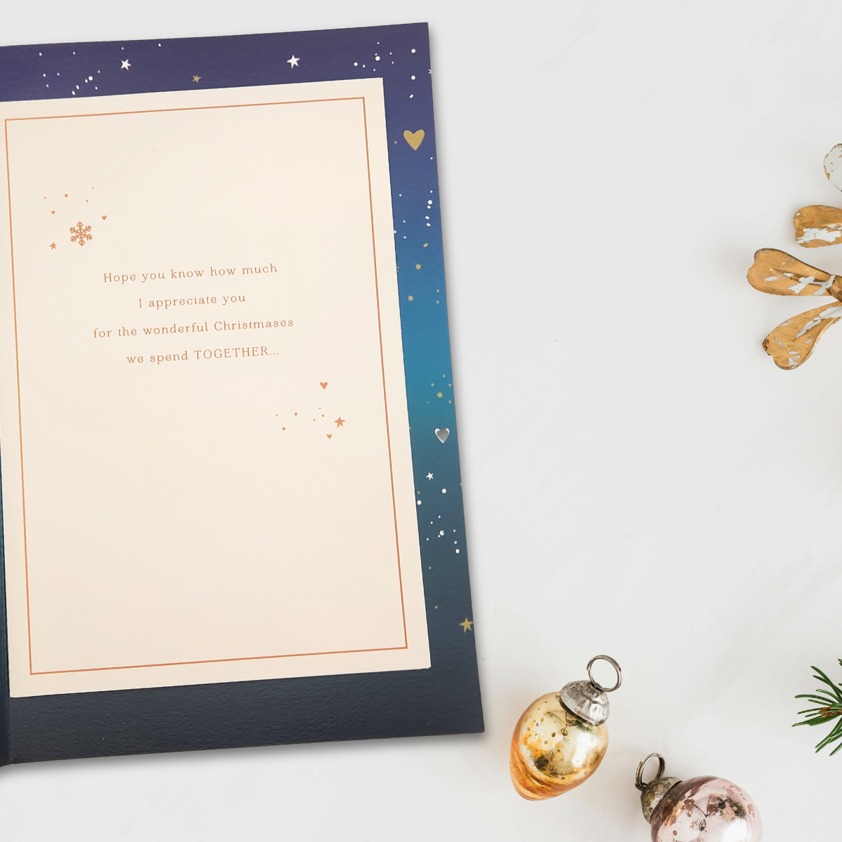 Wife Large Christmas Card - Teal Wreath