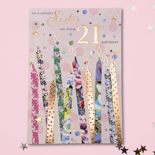 Sister 21st Birthday Card - Candles