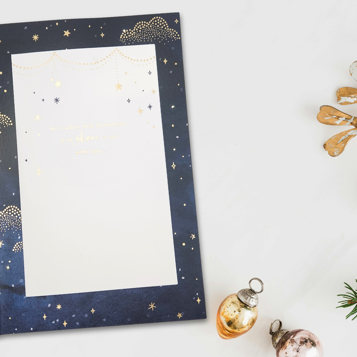 Husband Large Christmas Card - Blue & Gold Tree