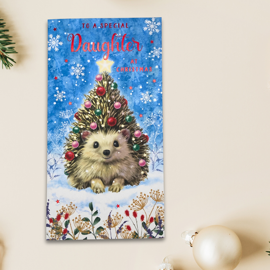 Daughter Christmas Card - Hedgehog Tree