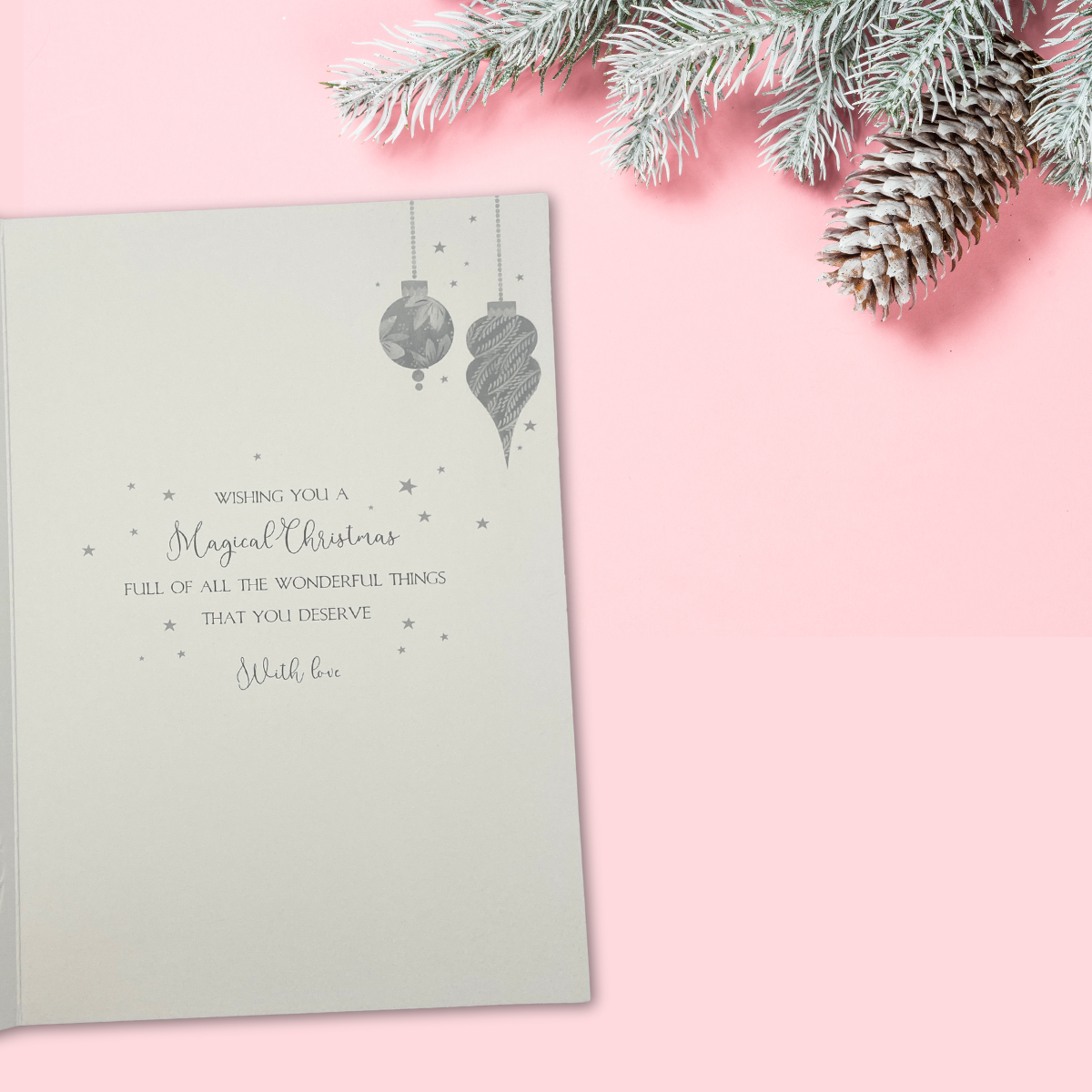 Daughter Christmas Card - Floral Baubles