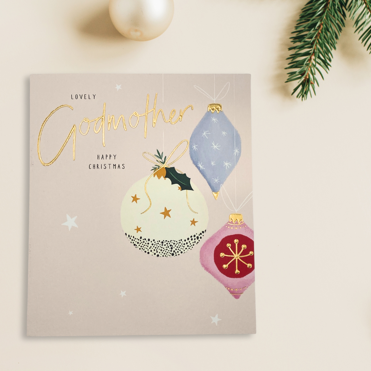 Godmother Christmas Card - Baubles
