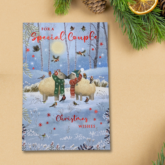Special Couple Christmas Card - Nuzzling Sheep