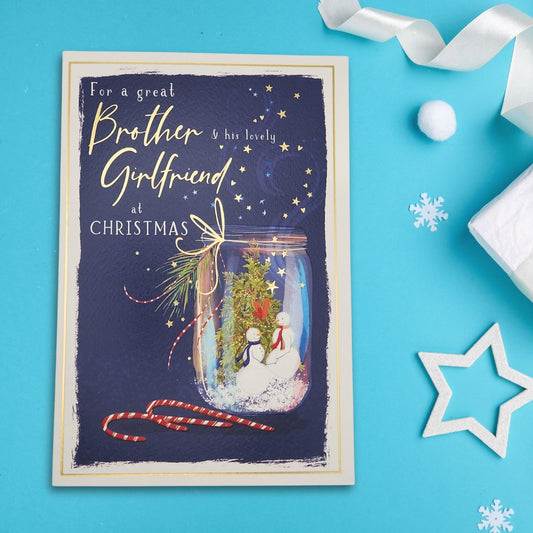 Brother & Girlfriend Christmas Card - Skylight Mason Jar