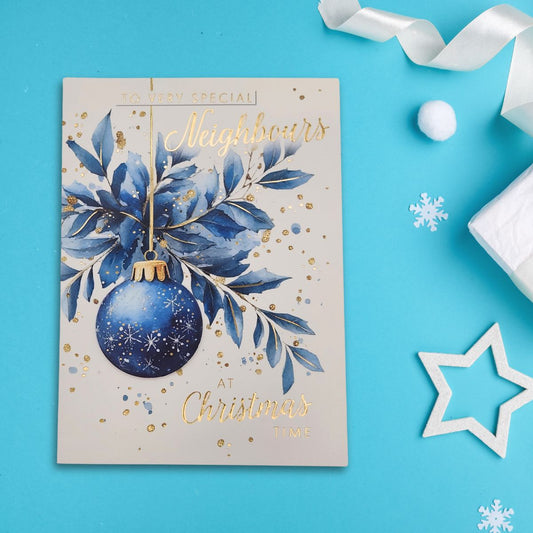 Neighbours Christmas Card - Decoupage Floral Bauble