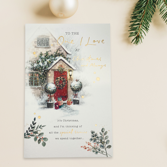 One I Love Christmas Card - Snowy Door